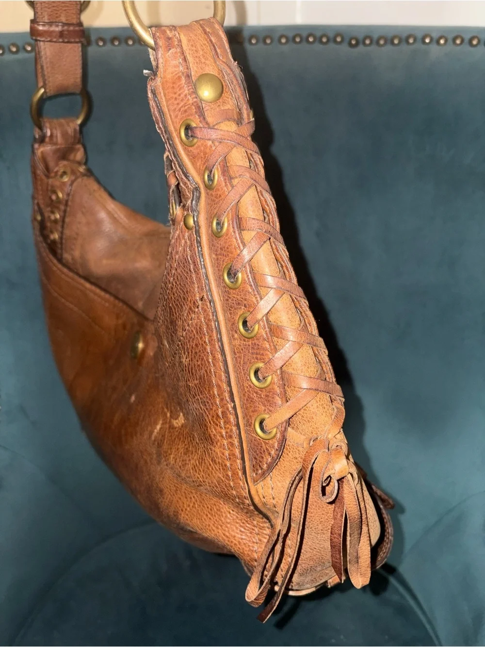 Coach- Vintage Coach Abby Chelsea hobo bag. Stud-Detail Cognac Shoulder bag